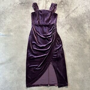 Cache Dress Womens Size 2‎ Purple Elderberry Evening Velvet Sheath